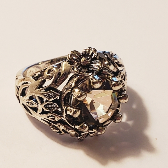 New STERLING SILVER plated AMETHYST VICTORIAN VINTAGE SZ 7 - Picture 5 of 7